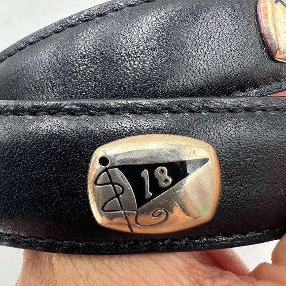 Brighton Black Leather Belt Silver Golf Charms Size M/30 - Picture 6 of 7